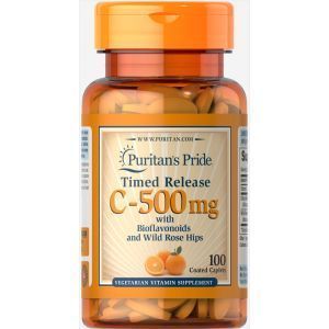 Vitamina C con bioflavonoidi, vitamina C rosa canina, Puritan's Pride, 500 mg, 100 Capsule