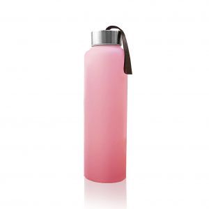 Бутылка для воды, Glass Water Bottle, Everyday Baby, стеклянная, с силиконовой защитой, розовая, 400 мл  