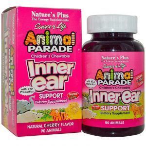 Жевательные витамины для детей с вишневым вкусом, Inner Ear Support, Nature's Plus, 90 шт