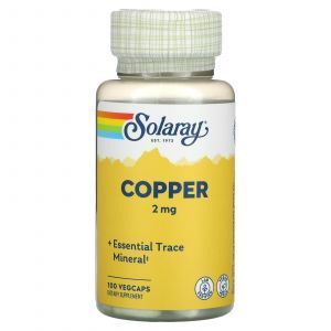 Медь, Copper, Solaray, 2 мг, 100 капсул