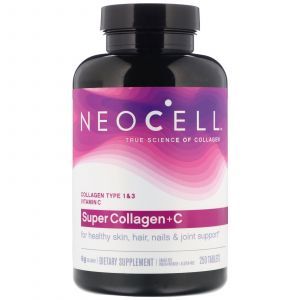 Super collagene, tipo 1 e 3, collagene + C, Neocell, 6000 mg, 250 compresse