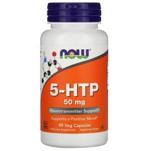 5-HTP, 5-гидрокситриптофан, 5-HTP, Now Foods, 50 мг, 90 вегетарианских капсул
