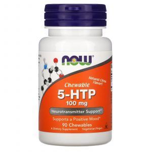 5-HTP (5-гидрокситриптофан), 5-HTP, Now Foods, цитрусовый вкус, 100 мг, 90 жевательных таблеток

