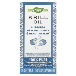 Жир криля, Krill Oil, Nature's Way, 30 гелевых капсул
