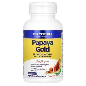 Пищеварительные ферменты папайи, Papaya Gold, Enzymedica, со вкусом папайи и мяты, 120 таблеток