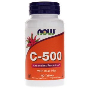 Vitamina C di rosa canina, C-500 RH, Now Foods, 500 mg, 100 compresse