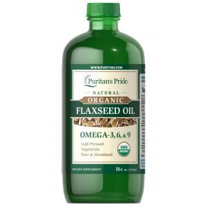 Льняное масло, Flaxseed Oil, Puritan's Pride, органическое, 473 мл
