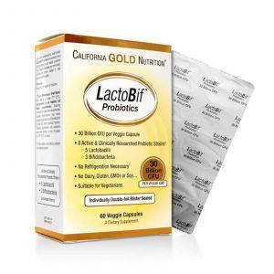 Пробиотики, California Gold Nutrition LactoBif, 30 млд, 60 капсул