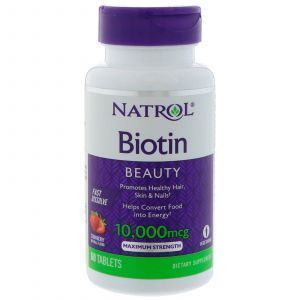 Biotina, Biotina, Natrol, Fragola, 10.000 mcg, 60 Compresse
