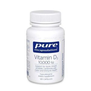 Витамин D3, Vitamin D3, Pure Encapsulations, 10,000 МЕ, 120 капсул