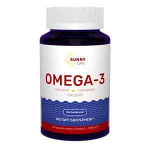 Olio di pesce Omega-3, Omega-3 attivo potente, Sunny Caps, 1000 mg, 100 capsule molli