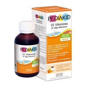 Multivitaminico per bambini, sciroppo, 22 vitamine e minerali, Pediakid, 125 ml