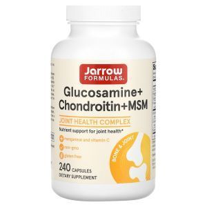 Глюкозамин, хондроитин, МСМ, Glucosamine + Chondroitin + MSM, Jarrow Formulas, 240 капсул