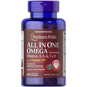 Omega 3-5-6-7-9 con vitamina D3, Puritan's Pride, 60 Capsule