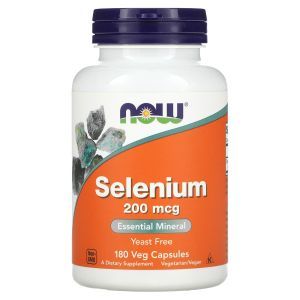 Селен, Selenium, Now Foods, 200 мкг, 180 вегетарианских капсул