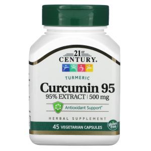 Куркумин 95, Curcumin 95, 21st Century, 500 мг, 45 вегетарианских капсул