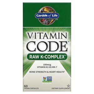 Витамин К (Vitamin Code, Raw K-Complex), Комплекс, Garden of Life, 60 капсул