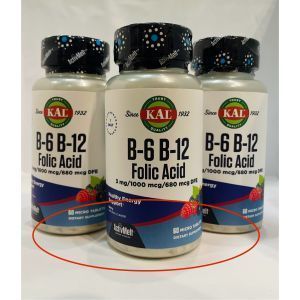 Vitamina B12 + B6 acido folico, vitamina B-6 B-12 acido folico, KAL, bacche, 60 compresse