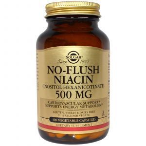 Niacina, Niacina No Flush, Solgar, Non Flush, 500 mg, 100 Capsule