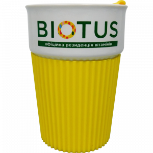 Фирменная керамическая чашка Biotus, желтая, 1 шт
